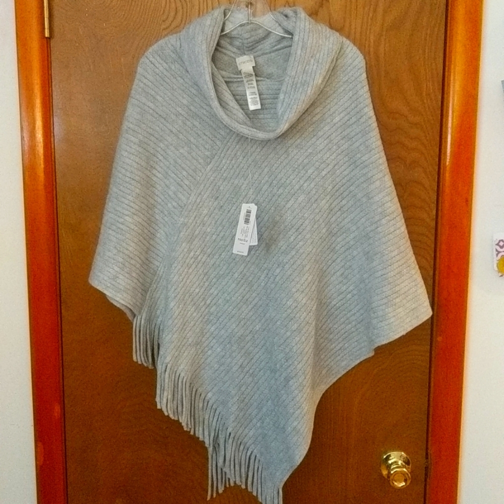 Grey Chico's Cowl Neck Poncho
